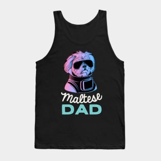 Maltese Dad Synthwave Dog Owner Retro Dog Father Tank Top